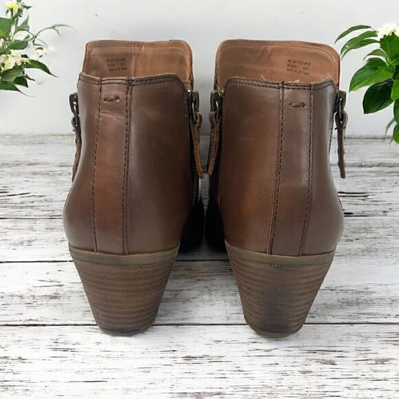 Frye Judith Double Zip Western Ankle Boot Brown Wheat Leather Size 9 Medium - Picture 6 of 13